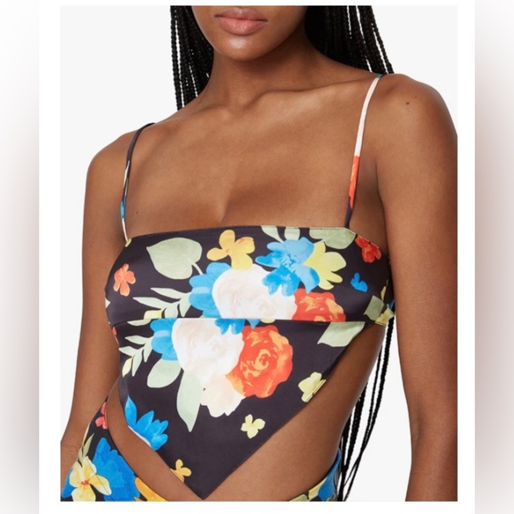 Black Floral Bandana Top